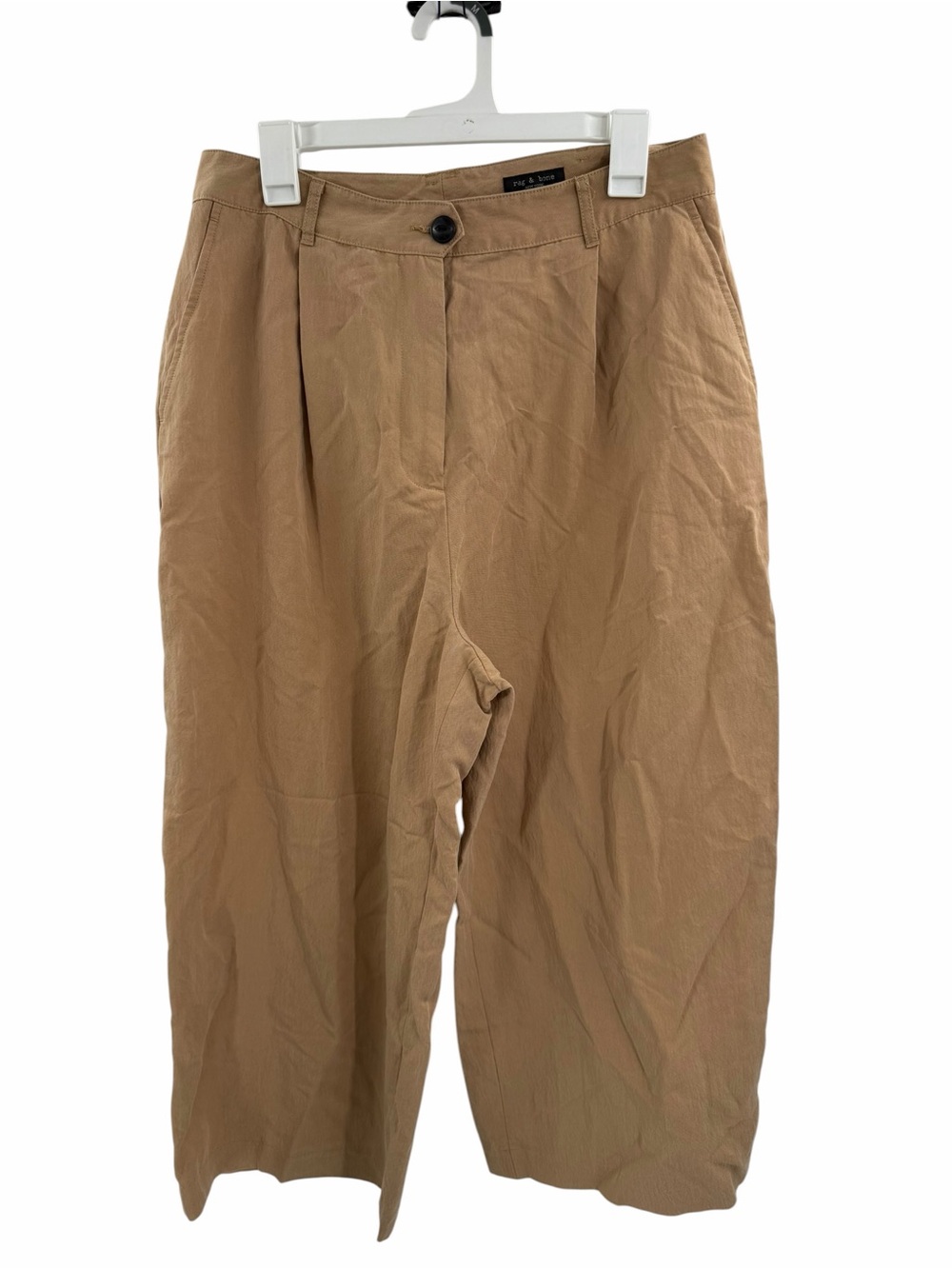 Rag & Bone Wide-Leg Cropped Brown Tencel Pant Womens Size 14 Quiet Luxury Work